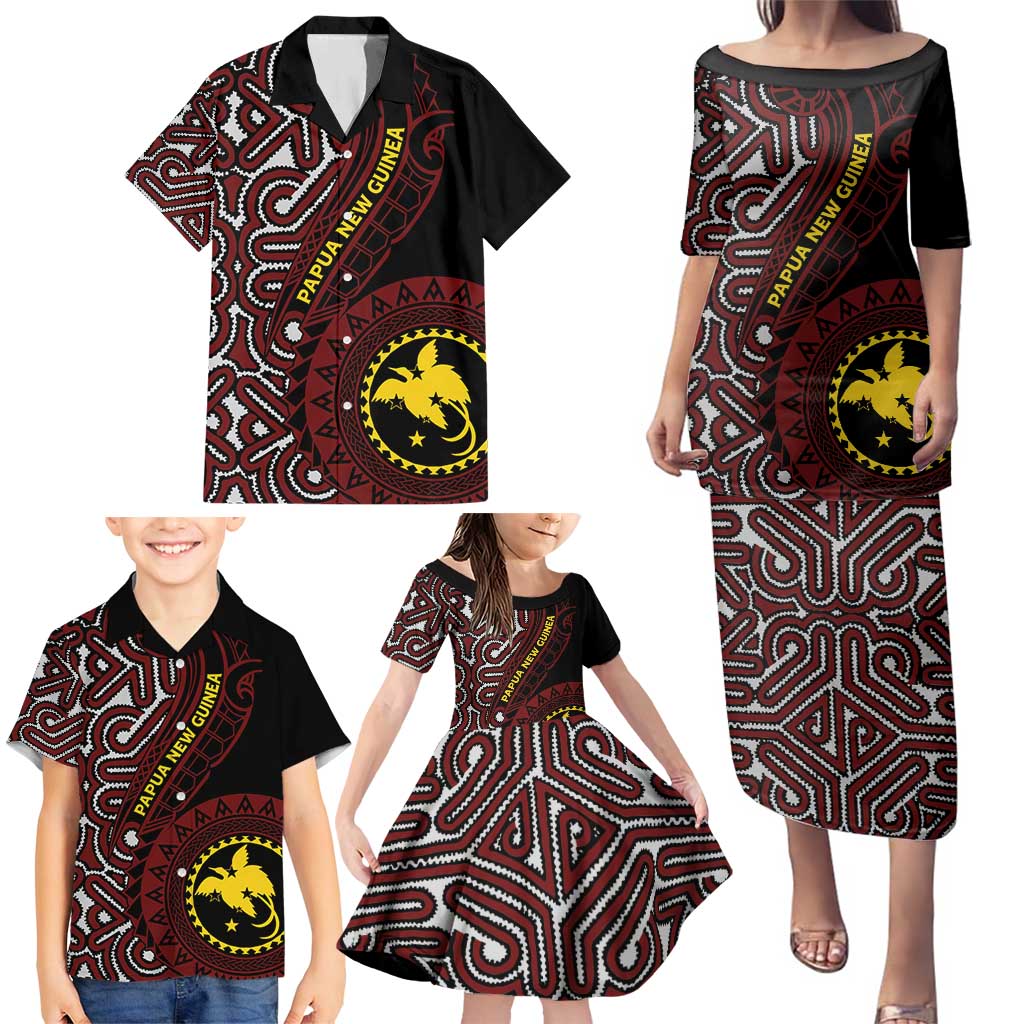 Papua New Guinea Oro Tapa Motif Family Matching Puletasi and Hawaiian Shirt Special LT7 - Polynesian Pride