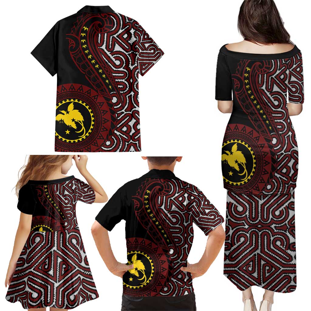 Papua New Guinea Oro Tapa Motif Family Matching Puletasi and Hawaiian Shirt Special LT7 - Polynesian Pride