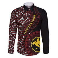 Papua New Guinea Oro Tapa Motif Family Matching Puletasi and Hawaiian Shirt Special LT7 Dad's Shirt - Long Sleeve Black - Polynesian Pride