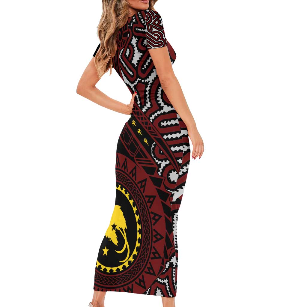 Papua New Guinea Oro Tapa Motif Family Matching Short Sleeve Bodycon Dress and Hawaiian Shirt Special LT7 - Polynesian Pride