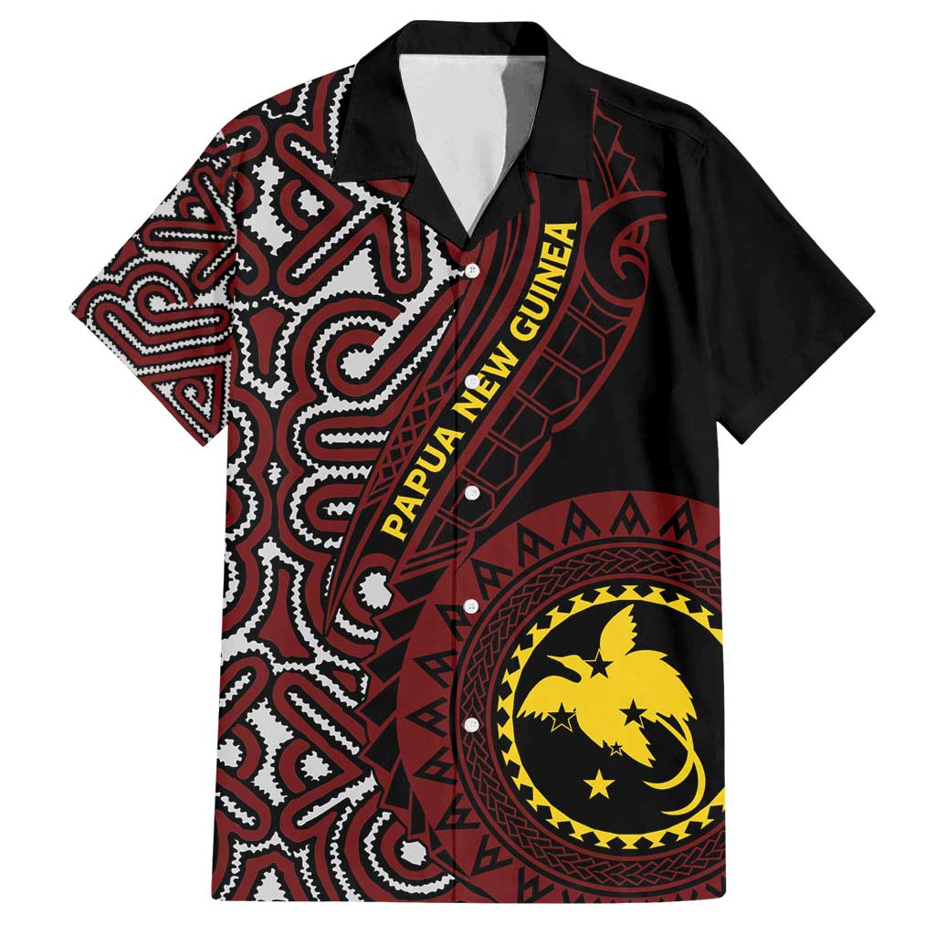 Papua New Guinea Oro Tapa Motif Family Matching Summer Maxi Dress and Hawaiian Shirt Special LT7 Dad's Shirt - Short Sleeve Black - Polynesian Pride