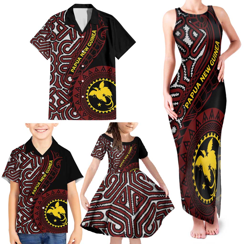 Papua New Guinea Oro Tapa Motif Family Matching Tank Maxi Dress and Hawaiian Shirt Special LT7 - Polynesian Pride