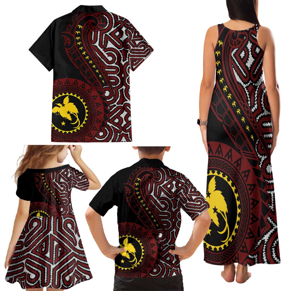 Papua New Guinea Oro Tapa Motif Family Matching Tank Maxi Dress and Hawaiian Shirt Special LT7 - Polynesian Pride