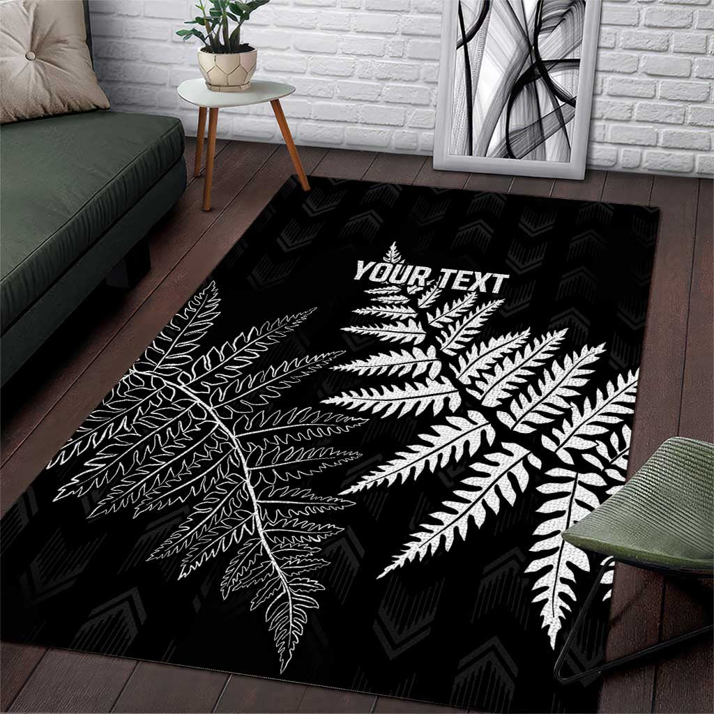 New Zealand Lawn Bowls Personalized Area Rug Wrap-Around Silver Fern - Polynesian Pride