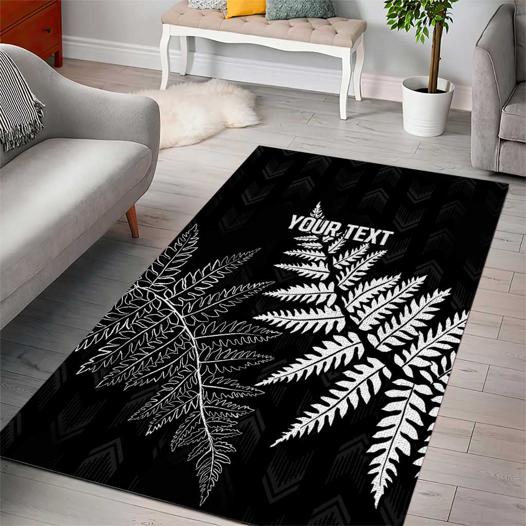 New Zealand Lawn Bowls Personalized Area Rug Wrap-Around Silver Fern - Polynesian Pride