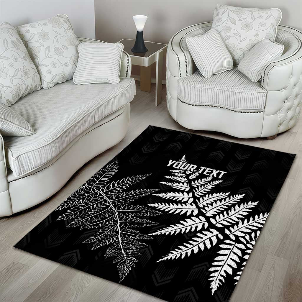 New Zealand Lawn Bowls Personalized Area Rug Wrap-Around Silver Fern - Polynesian Pride