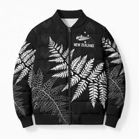 New Zealand Lawn Bowls Personalized Bomber Puffer Jacket Wrap-Around Silver Fern - Polynesian Pride
