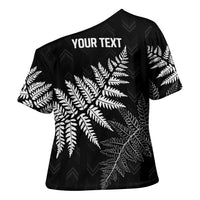 New Zealand Lawn Bowls Personalized Cross Shoulder Shirt Wrap-Around Silver Fern - Polynesian Pride