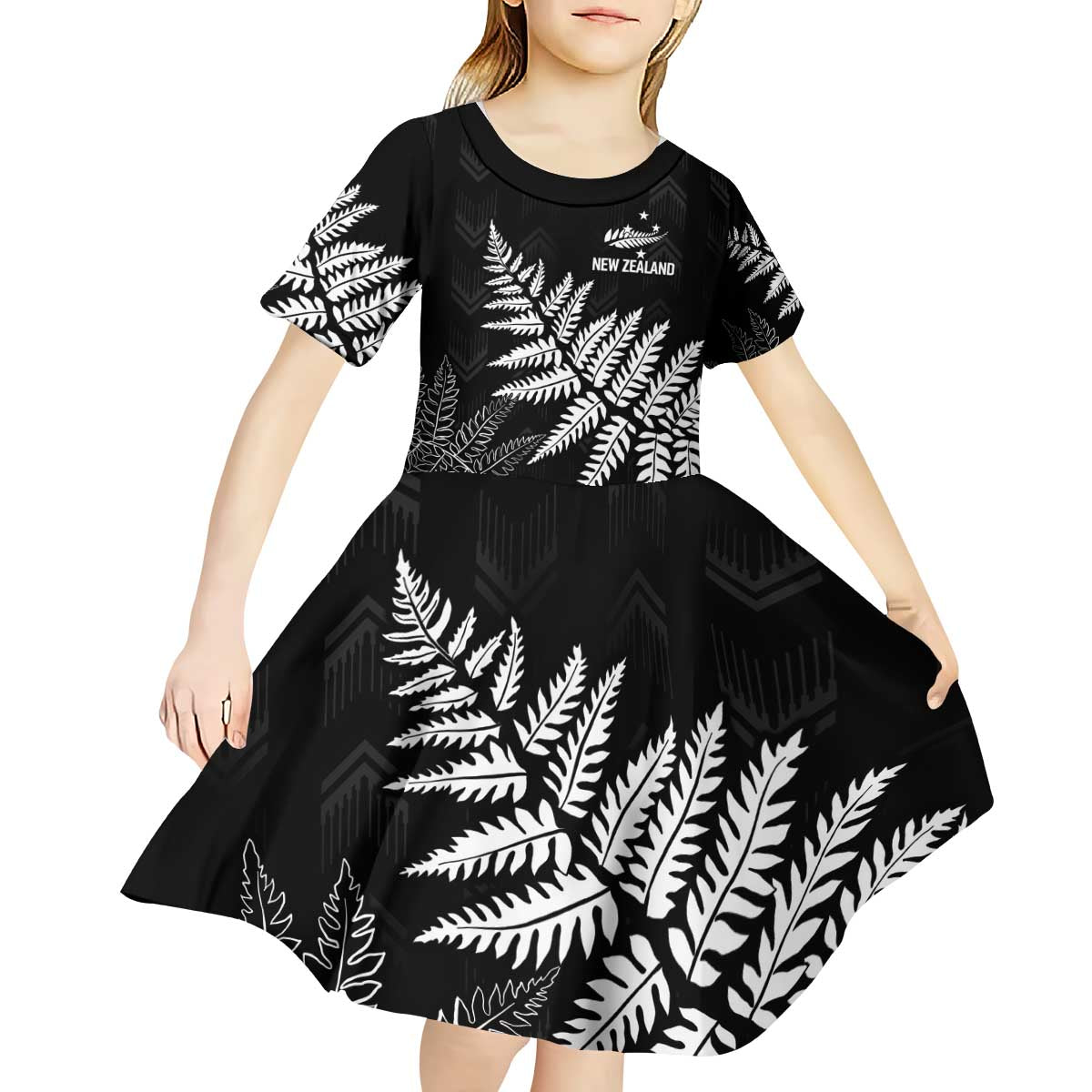 New Zealand Lawn Bowls Personalized Kid Short Sleeve Dress Wrap-Around Silver Fern - Polynesian Pride