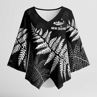 New Zealand Lawn Bowls Personalized Kimono Sleeve Blouse Wrap-Around Silver Fern - Polynesian Pride