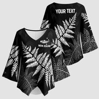 New Zealand Lawn Bowls Personalized Kimono Sleeve Blouse Wrap-Around Silver Fern - Polynesian Pride
