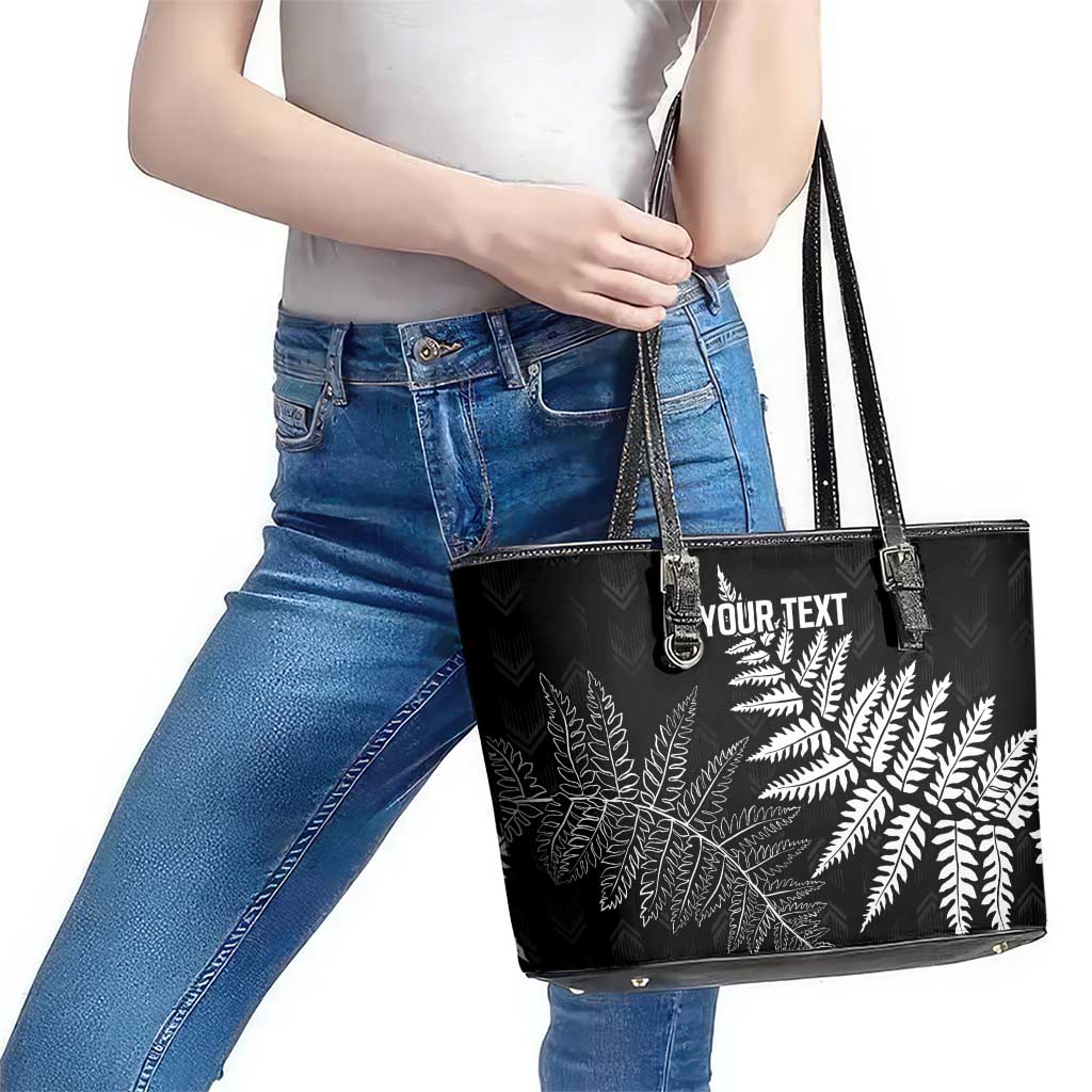 New Zealand Lawn Bowls Personalized Leather Tote Bag Wrap-Around Silver Fern - Polynesian Pride