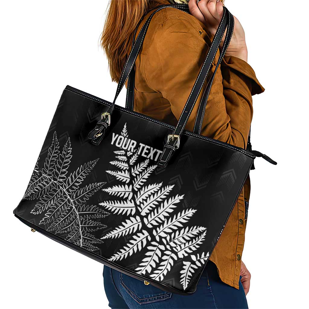 New Zealand Lawn Bowls Personalized Leather Tote Bag Wrap-Around Silver Fern - Polynesian Pride