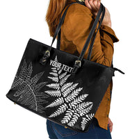 New Zealand Lawn Bowls Personalized Leather Tote Bag Wrap-Around Silver Fern - Polynesian Pride