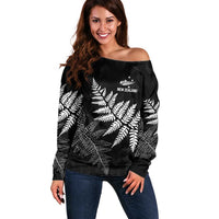 New Zealand Lawn Bowls Personalized Off Shoulder Sweater Wrap-Around Silver Fern - Polynesian Pride
