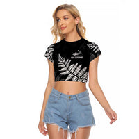 New Zealand Lawn Bowls Personalized Raglan Cropped T Shirt Wrap-Around Silver Fern - Polynesian Pride