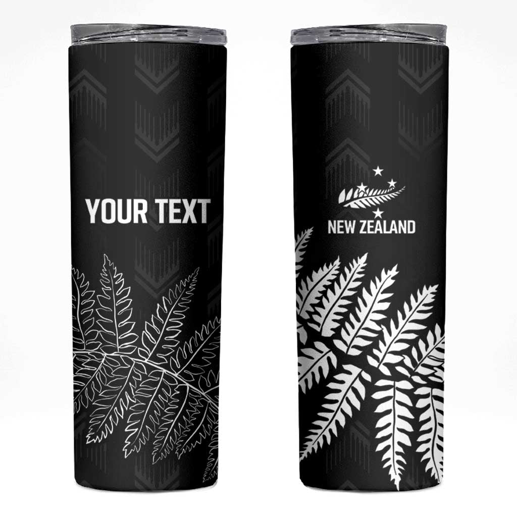 New Zealand Lawn Bowls Personalized Skinny Tumbler Wrap-Around Silver Fern - Polynesian Pride