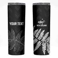 New Zealand Lawn Bowls Personalized Skinny Tumbler Wrap-Around Silver Fern - Polynesian Pride
