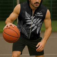 New Zealand Lawn Bowls Personalized Sleeveless Zip Hoodie Wrap-Around Silver Fern - Polynesian Pride