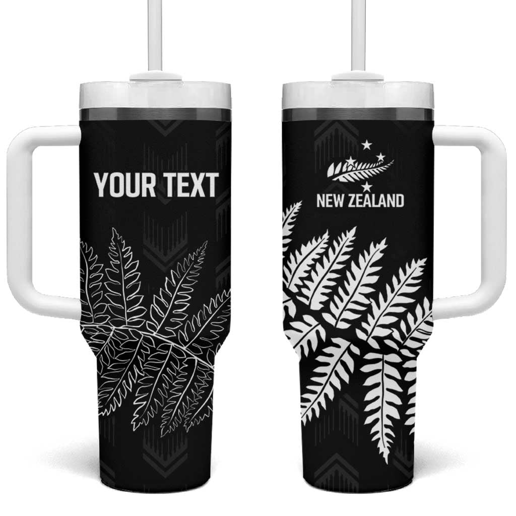 New Zealand Lawn Bowls Personalized Tumbler With Handle Wrap-Around Silver Fern - Polynesian Pride