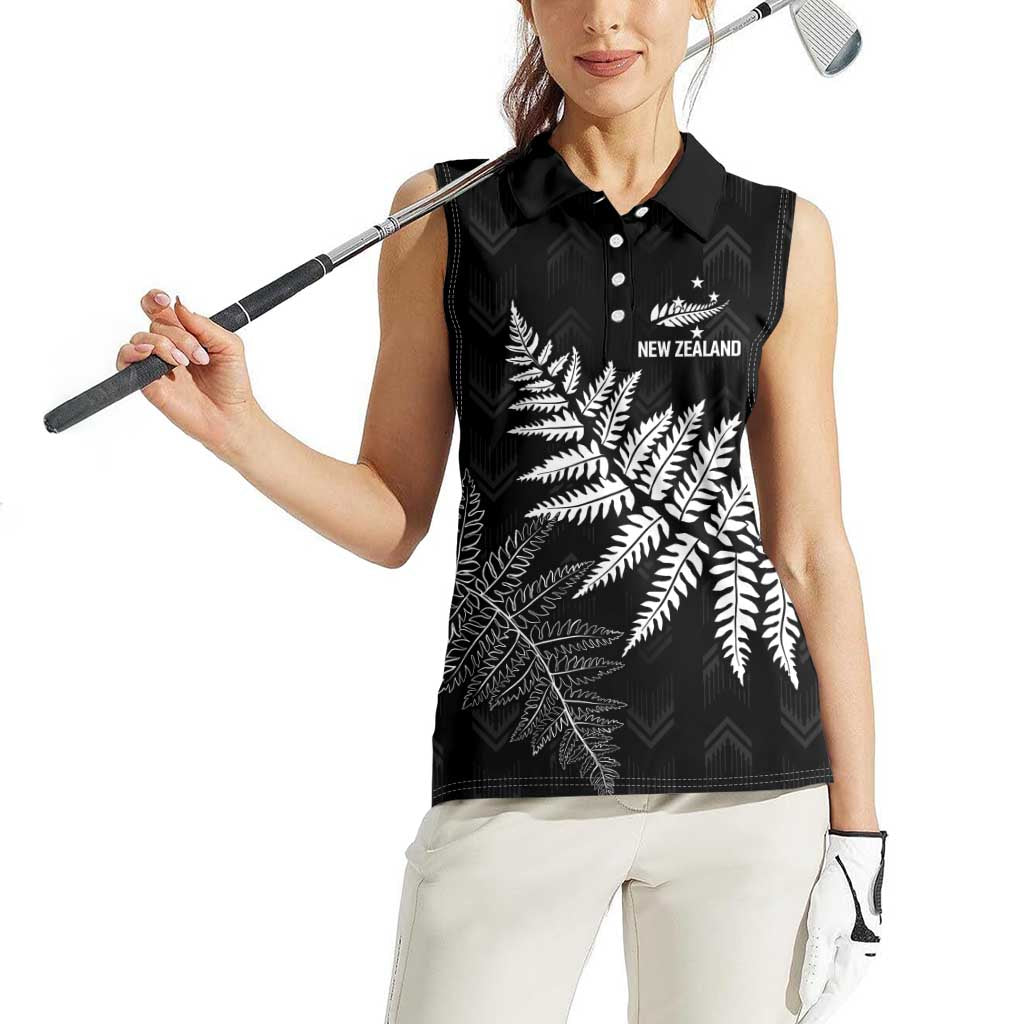 New Zealand Lawn Bowls Personalized Women Sleeveless Polo Shirt Wrap-Around Silver Fern - Polynesian Pride