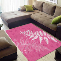 New Zealand Lawn Bowls Breast Cancer Personalized Area Rug Wrap-Around Silver Fern - Polynesian Pride