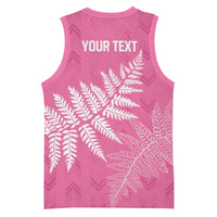New Zealand Lawn Bowls Breast Cancer Personalized Basketball Jersey Wrap-Around Silver Fern - Polynesian Pride