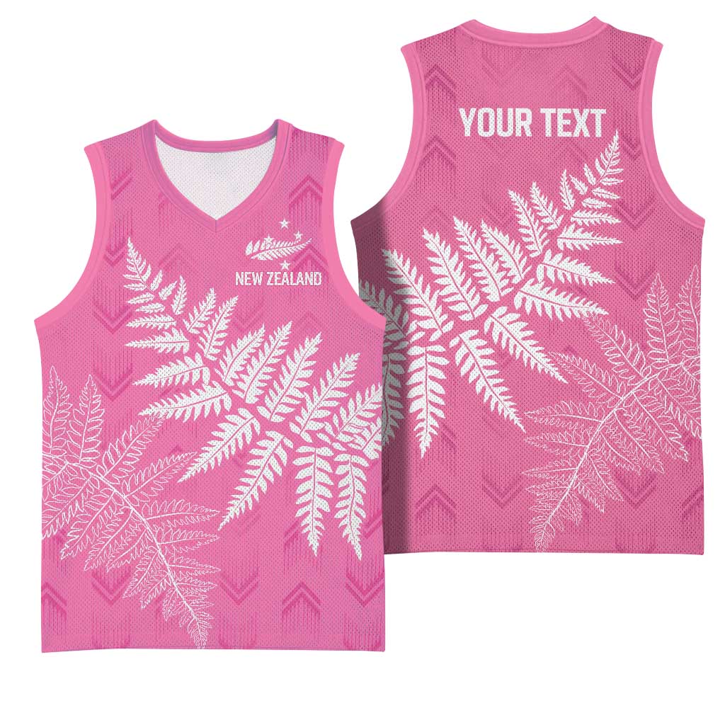 New Zealand Lawn Bowls Breast Cancer Personalized Basketball Jersey Wrap-Around Silver Fern - Polynesian Pride