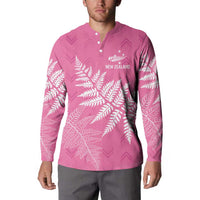 New Zealand Lawn Bowls Breast Cancer Personalized Button Sweatshirt Wrap-Around Silver Fern - Polynesian Pride