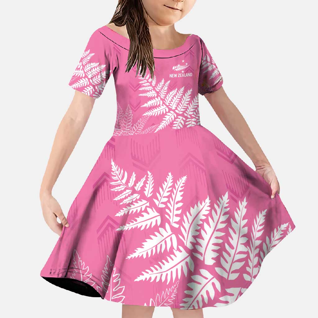 New Zealand Lawn Bowls Breast Cancer Personalized Family Matching Off Shoulder Maxi Dress and Hawaiian Shirt Wrap-Around Silver Fern - Polynesian Pride