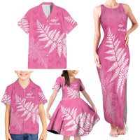 New Zealand Lawn Bowls Breast Cancer Personalized Family Matching Tank Maxi Dress and Hawaiian Shirt Wrap-Around Silver Fern - Polynesian Pride