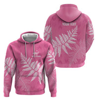 New Zealand Lawn Bowls Breast Cancer Personalized Hoodie Wrap-Around Silver Fern - Polynesian Pride