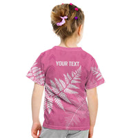 New Zealand Lawn Bowls Breast Cancer Personalized Kid T Shirt Wrap-Around Silver Fern - Polynesian Pride