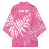 New Zealand Lawn Bowls Breast Cancer Personalized Kimono Wrap-Around Silver Fern - Polynesian Pride