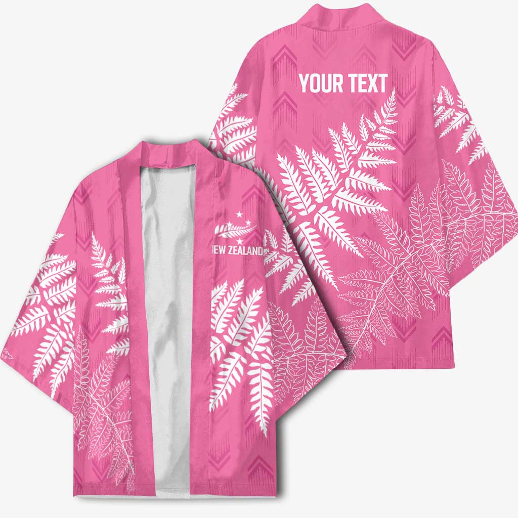 New Zealand Lawn Bowls Breast Cancer Personalized Kimono Wrap-Around Silver Fern - Polynesian Pride