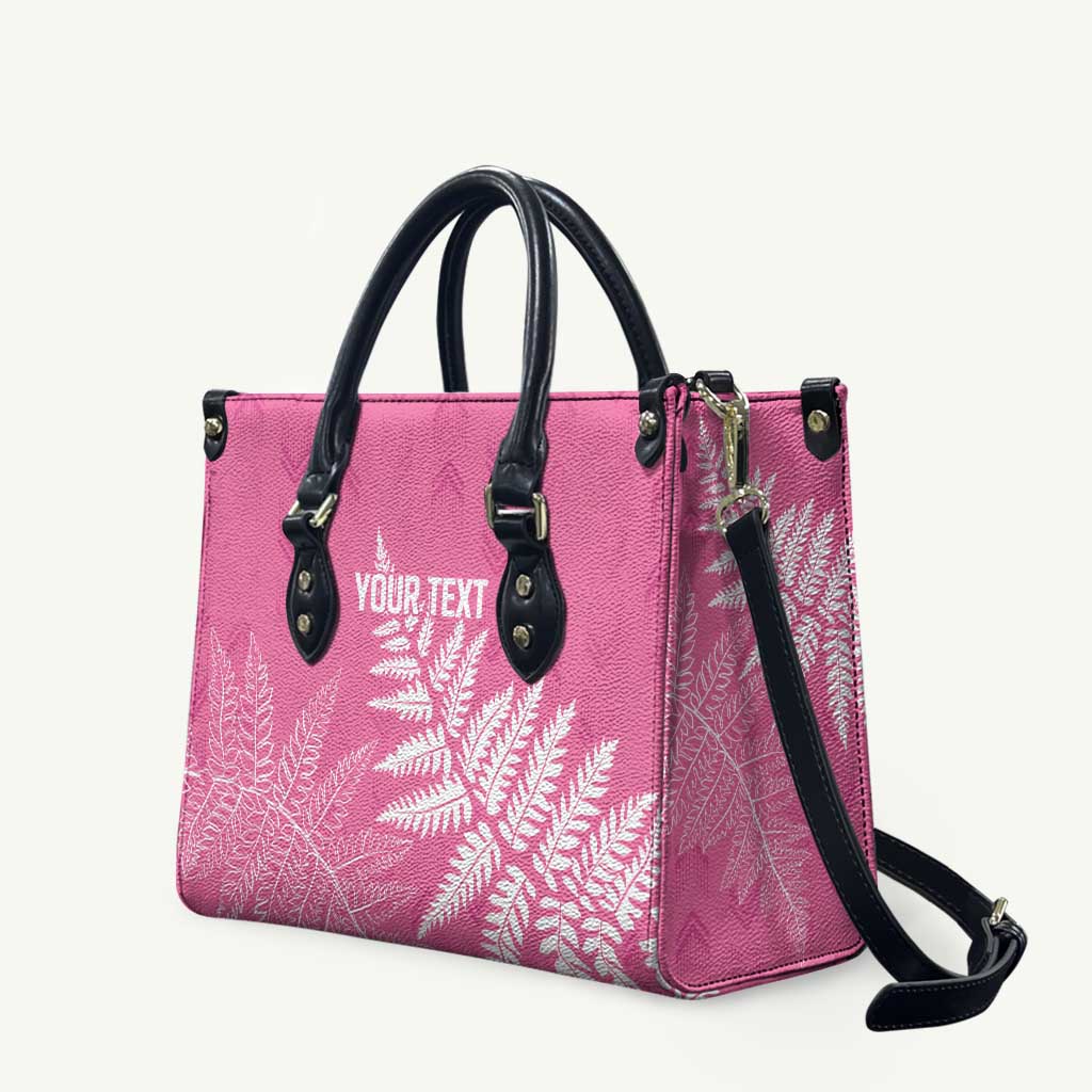 New Zealand Lawn Bowls Breast Cancer Personalized Leather Bag Wrap-Around Silver Fern - Polynesian Pride