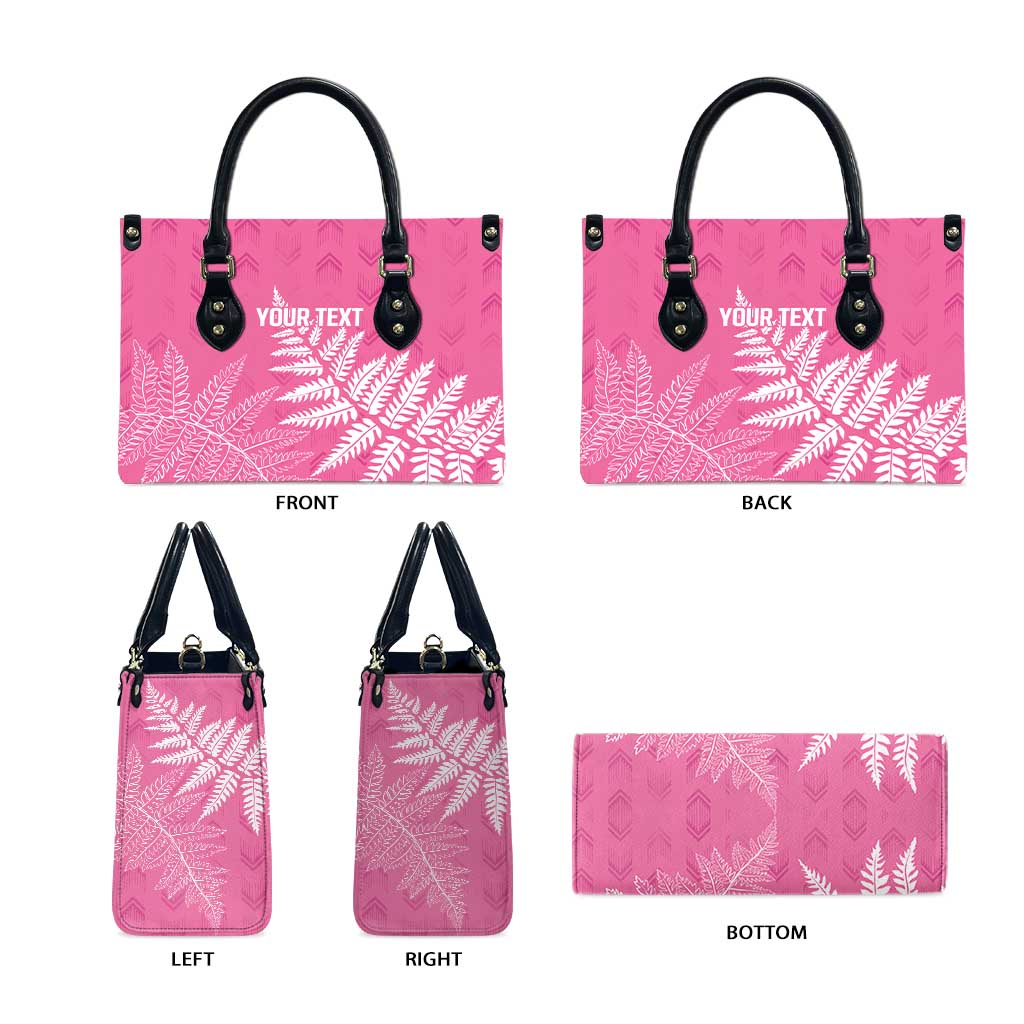 New Zealand Lawn Bowls Breast Cancer Personalized Leather Bag Wrap-Around Silver Fern - Polynesian Pride