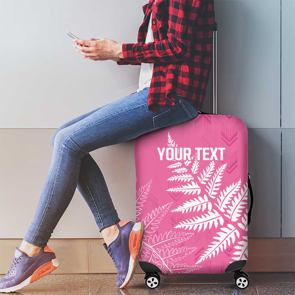 New Zealand Lawn Bowls Breast Cancer Personalized Luggage Cover Wrap-Around Silver Fern - Polynesian Pride