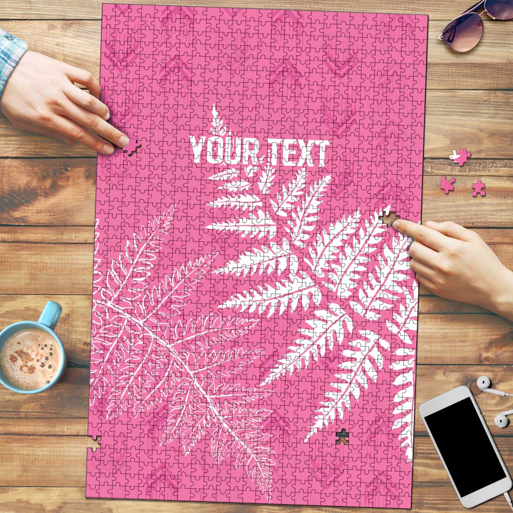 New Zealand Lawn Bowls Breast Cancer Personalized Puzzle Wrap-Around Silver Fern - Polynesian Pride