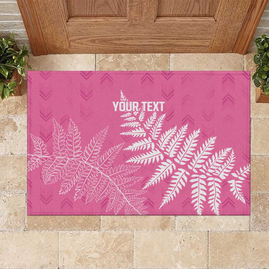 New Zealand Lawn Bowls Breast Cancer Personalized Rubber Doormat Wrap-Around Silver Fern - Polynesian Pride