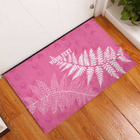 New Zealand Lawn Bowls Breast Cancer Personalized Rubber Doormat Wrap-Around Silver Fern - Polynesian Pride