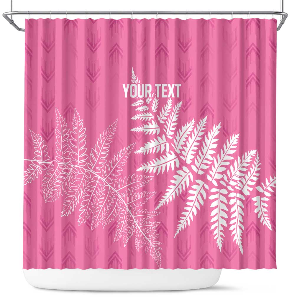 New Zealand Lawn Bowls Breast Cancer Personalized Shower Curtain Wrap-Around Silver Fern - Polynesian Pride