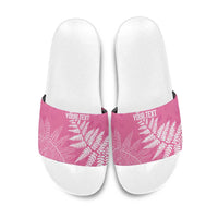 New Zealand Lawn Bowls Breast Cancer Personalized Slide Sandals Wrap-Around Silver Fern - Polynesian Pride