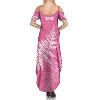 New Zealand Lawn Bowls Breast Cancer Personalized Summer Maxi Dress Wrap-Around Silver Fern - Polynesian Pride