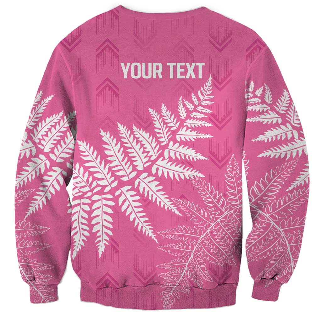 New Zealand Lawn Bowls Breast Cancer Personalized Sweatshirt Wrap-Around Silver Fern - Polynesian Pride