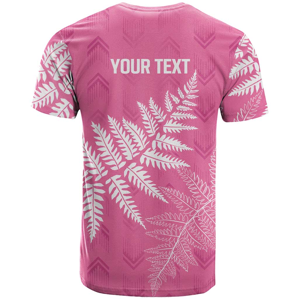 New Zealand Lawn Bowls Breast Cancer Personalized T Shirt Wrap-Around Silver Fern - Polynesian Pride