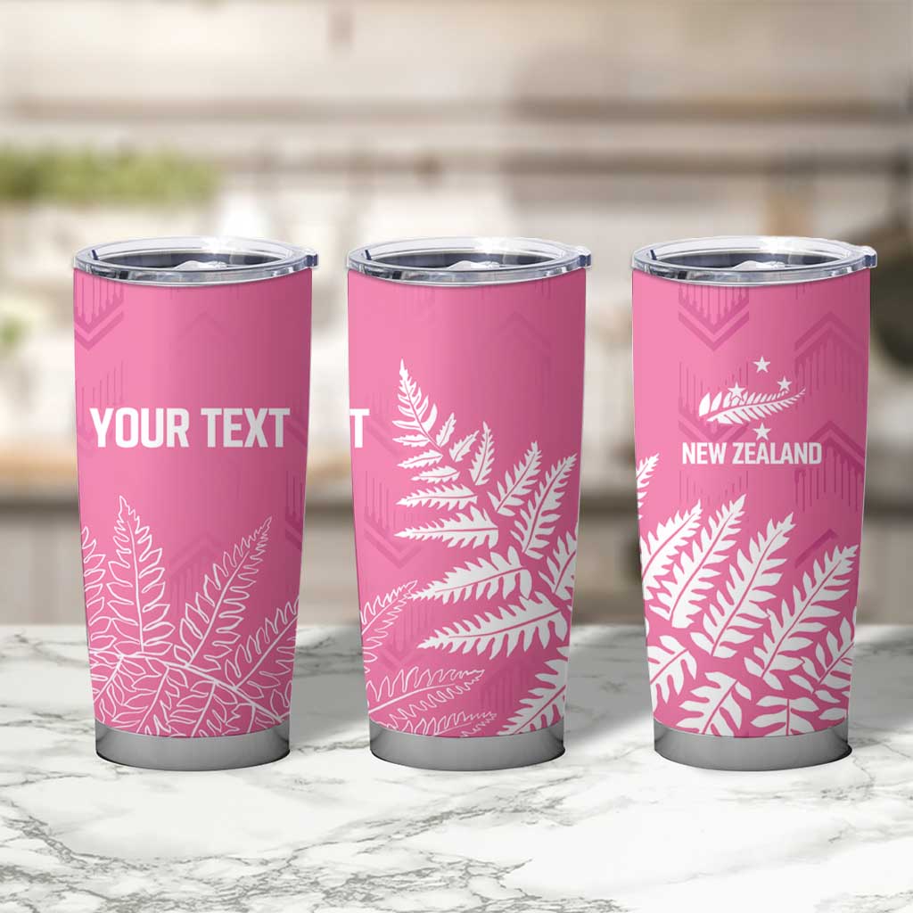 New Zealand Lawn Bowls Breast Cancer Personalized Tumbler Cup Wrap-Around Silver Fern - Polynesian Pride