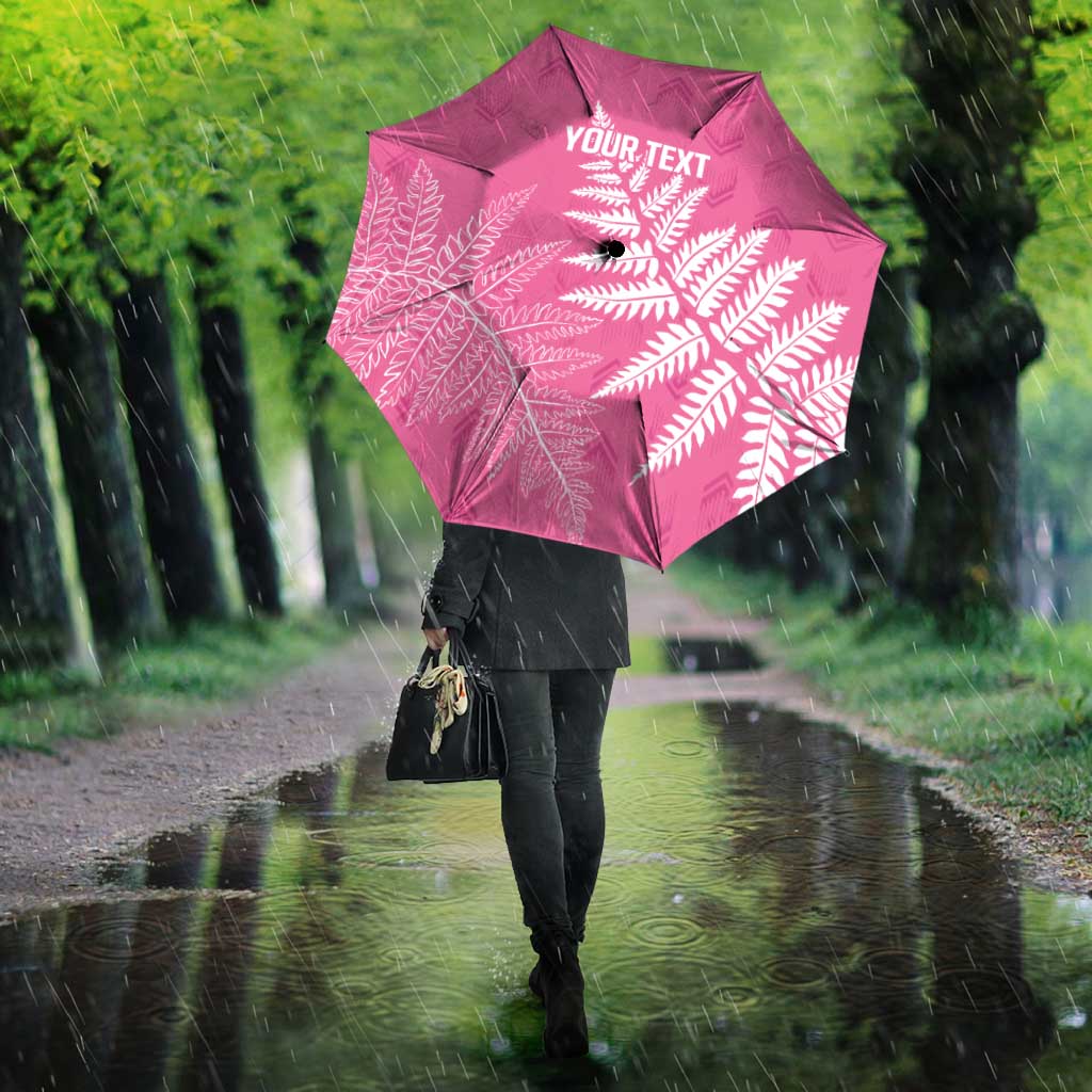 New Zealand Lawn Bowls Breast Cancer Personalized Umbrella Wrap-Around Silver Fern - Polynesian Pride