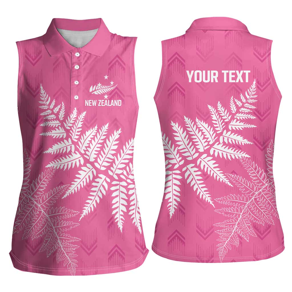 New Zealand Lawn Bowls Breast Cancer Personalized Women Sleeveless Polo Shirt Wrap-Around Silver Fern - Polynesian Pride