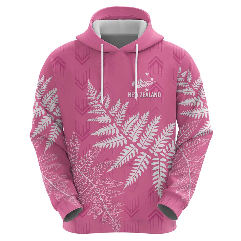New Zealand Lawn Bowls Breast Cancer Personalized Zip Hoodie Wrap-Around Silver Fern - Polynesian Pride